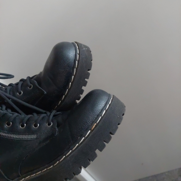 90s Y2K Union Bay Combat Boots Lace/Zip Up Lug Sole Punk Goth Grunge Metal 9 - Picture 5 of 11